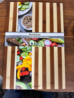 Brookstone 12" x 18" Bamboo Cutting Board Striped Bamboo Cutting Board